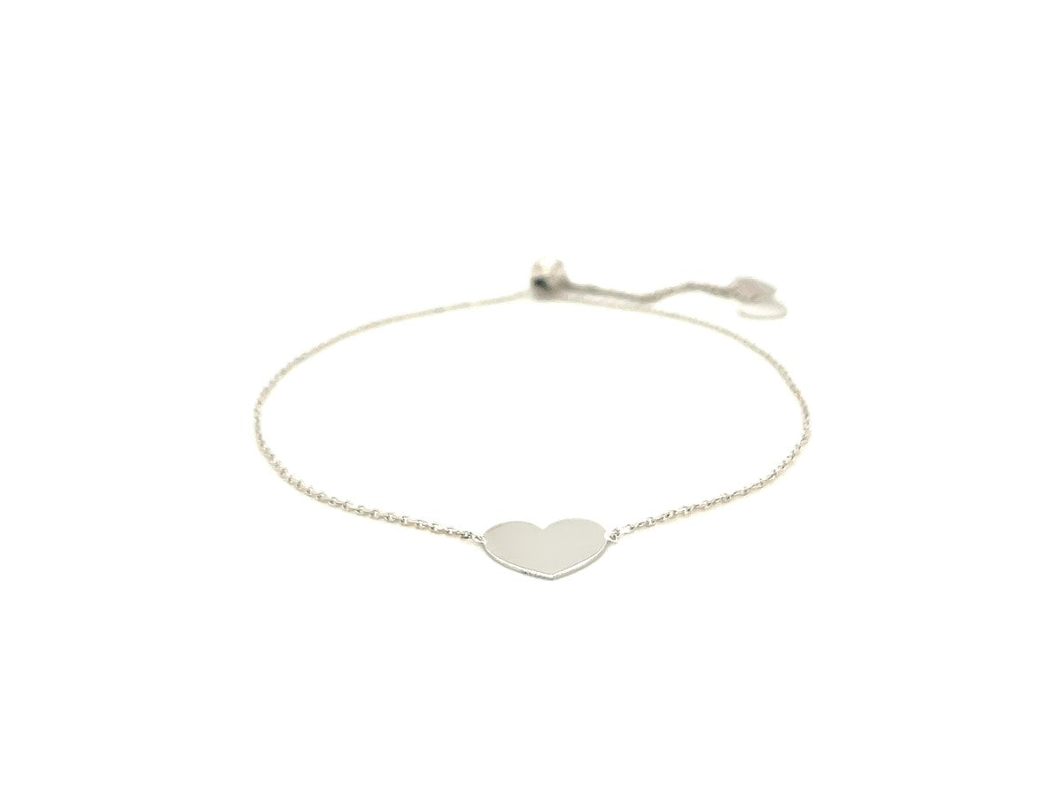 14k White Gold Adjustable Heart Bracelet (0.90 mm)