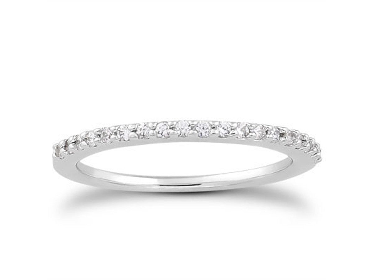 14k White Gold Slim Profile Diamond Micro Prong Diamond Wedding Ring Band