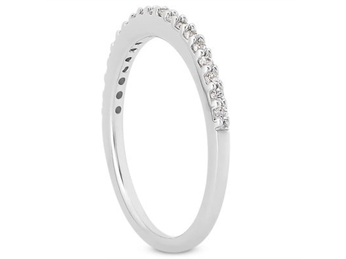 14k White Gold Slim Profile Diamond Micro Prong Diamond Wedding Ring Band