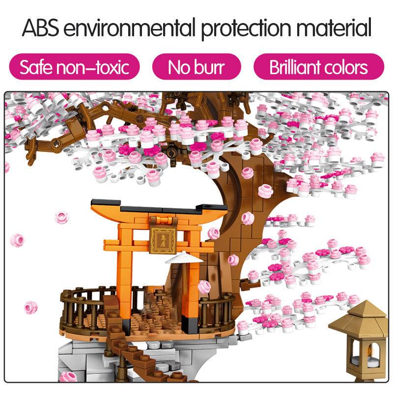 Japanese-style Street View Lighting Rotating Flower Box Assembling Building Blocks