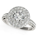 Two-Row Border Round Diamond Engagement Ring in 14k White Gold (2 cttw)