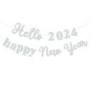 Party Hello Banner Layout Glitter Happy New Year Letter Hanging Flag