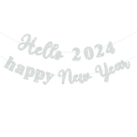 Party Hello Banner Layout Glitter Happy New Year Letter Hanging Flag