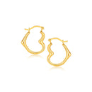 10k Yellow Gold Heart Hoop Earrings