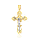 14k Two Tone Gold Cross Pendant