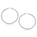 14k White Gold Polished Hoop Earrings (2x40mm)