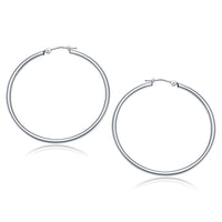 14k White Gold Polished Hoop Earrings (2x40mm)