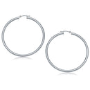 14k White Gold Polished Hoop Earrings (3x50mm)