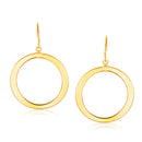 14k Yellow Gold Flat Open Tube Round Earrings
