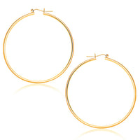 14k Yellow Gold Polished Hoop Earrings (1.5x45mm)