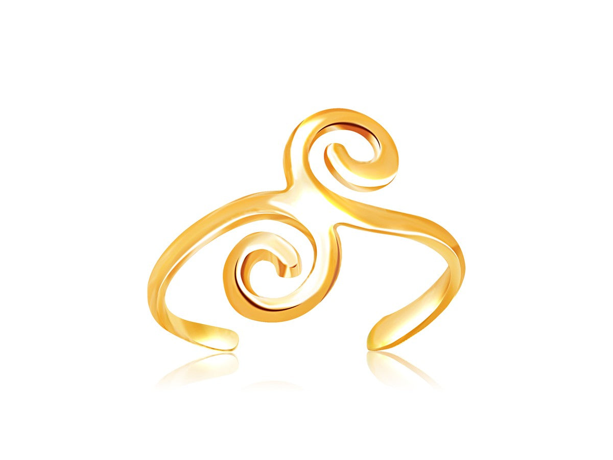 14k Yellow Gold Scrollwork Motif Toe Ring
