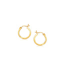 14k Yellow Gold Slender Hoop Earring with Diamond-Cut Finish (2x15mm)