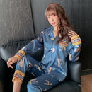 Ice Silk Pajamas Women's Long-sleeved Spring And Autumn Cardigans