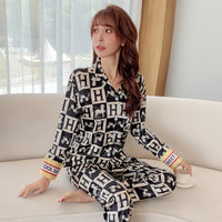 Ice Silk Pajamas Women's Long-sleeved Spring And Autumn Cardigans