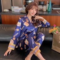 Ice Silk Pajamas Women's Long-sleeved Spring And Autumn Cardigans