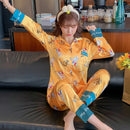 Ice Silk Pajamas Women's Long-sleeved Spring And Autumn Cardigans