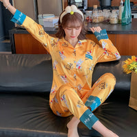 Ice Silk Pajamas Women's Long-sleeved Spring And Autumn Cardigans