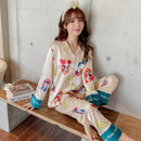 Ice Silk Pajamas Women's Long-sleeved Spring And Autumn Cardigans