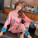 Ice Silk Pajamas Women's Long-sleeved Spring And Autumn Cardigans