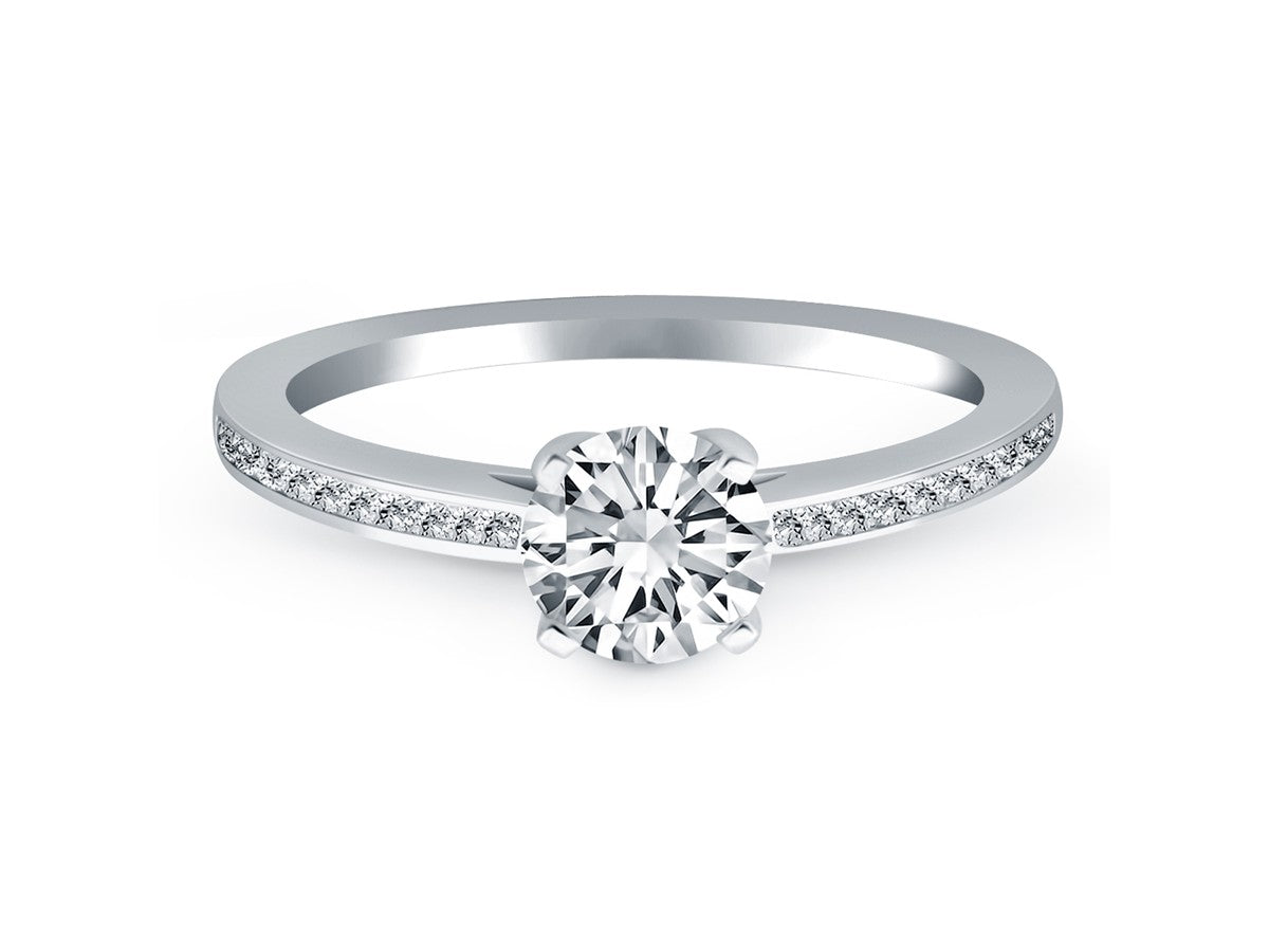 14k White Gold Channel Set Cathedral Engagement Ring