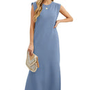 Summer Sleeveless Slit Dress With Pockets Casual Loose Long Dresses For Womens Clothing