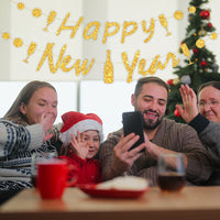 New Year Party Glitter Happy New Year Letter Hanging Flag