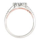 Two Stone Diamond Ring with Curved Band in 14k White And Rose Gold (5/8 cttw)