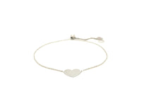 14k White Gold Adjustable Heart Bracelet (0.90 mm)