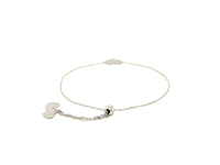 14k White Gold Adjustable Heart Bracelet (0.90 mm)