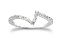 14k White Gold Fancy Zig Zag Pave Diamond Wedding Ring Band