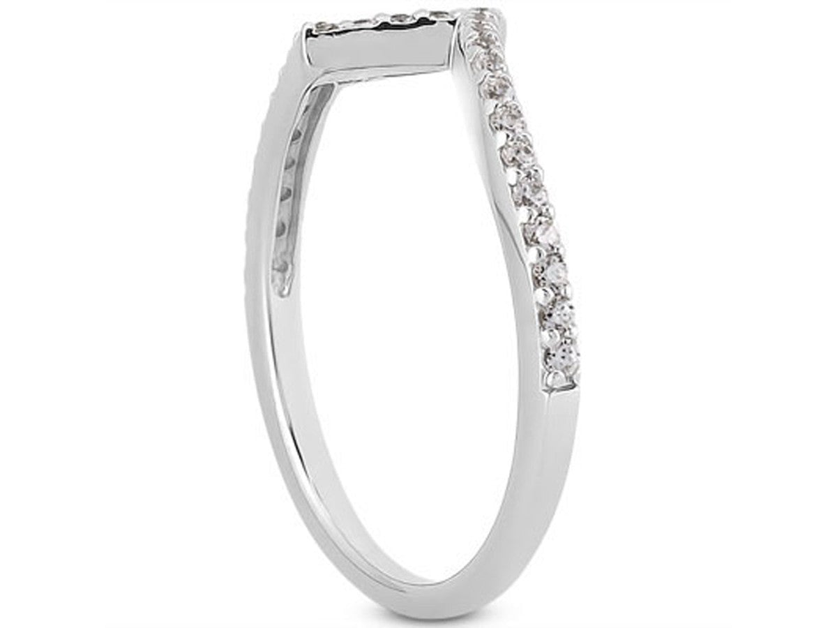 14k White Gold Fancy Zig Zag Pave Diamond Wedding Ring Band