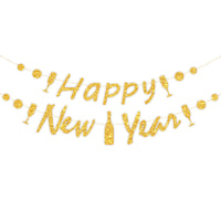 New Year Party Glitter Happy New Year Letter Hanging Flag