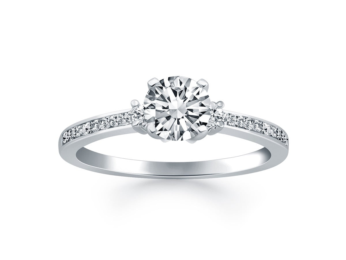 14k White Gold Diamond Accent Engagement Ring