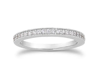 14k White Gold Pave Diamond Wedding Ring Band Set 1/2 Around