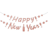 New Year Party Glitter Happy New Year Letter Hanging Flag