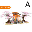 Japanese-style Street View Lighting Rotating Flower Box Assembling Building Blocks