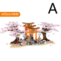Japanese-style Street View Lighting Rotating Flower Box Assembling Building Blocks