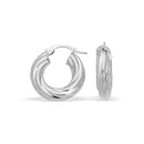 14k White Gold Fancy Twist Hoop Earrings