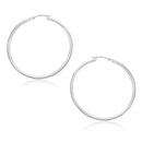 10k White Gold Polished Hoop Earrings (1.5x30mm)