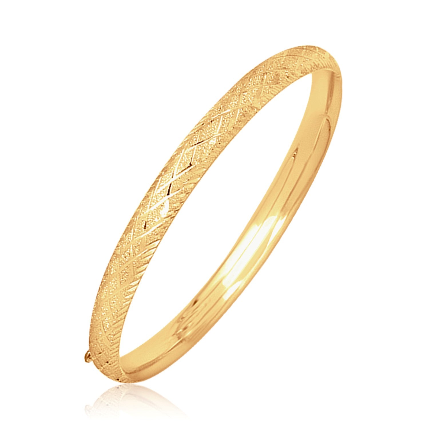 14k Yellow Gold Diamond Carved Bangle (6.00 mm)