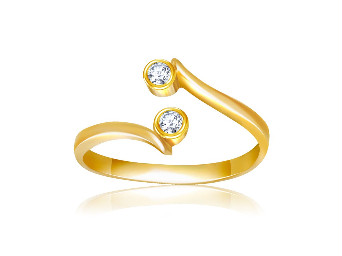Cubic Zirconia Embellished Curved Toe Ring in 14k Yellow Gold