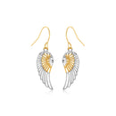 Two-Tone Wing Drop Earrings in 10K Gold