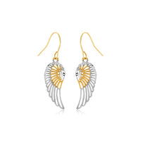Two-Tone Wing Drop Earrings in 10K Gold
