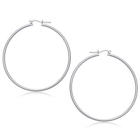 14k White Gold Polished Hoop Earrings (2x60mm)