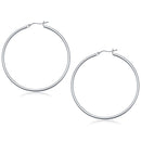 14k White Gold Polished Hoop Earrings (2x50 mm)