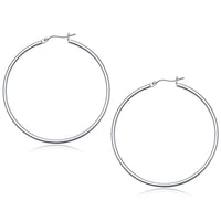 14k White Gold Polished Hoop Earrings (2x50 mm)