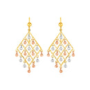 Textured Chandelier Earrings with Ball Drops in 14k Tri Color Gold