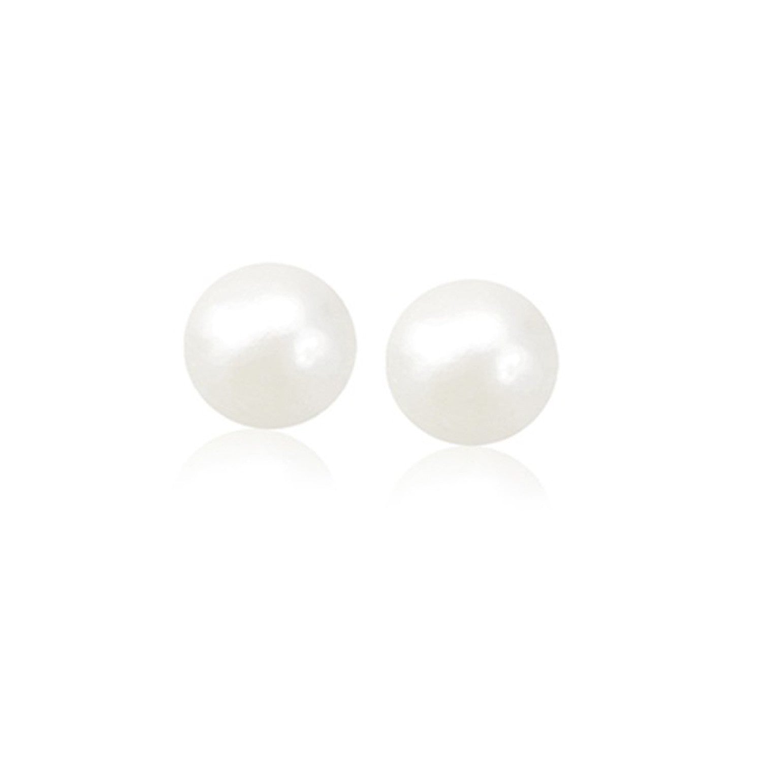 14k Yellow Gold Freshwater Cultured White Pearl Stud Earrings (8mm)