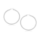 14k White Gold Polished Hoop Earrings (3x30mm)