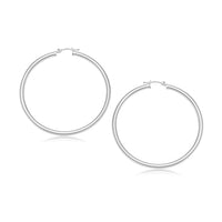 14k White Gold Polished Hoop Earrings (3x30mm)